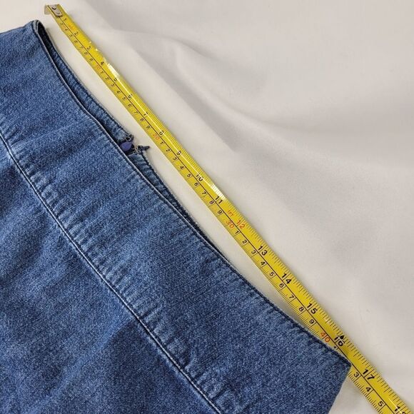 12P VINTAGE Boho CASUAL CORNER FLORAL APPLIQUE FLOWER DENIM JEAN SKIRT 12 PETITE - Picture 2 of 13